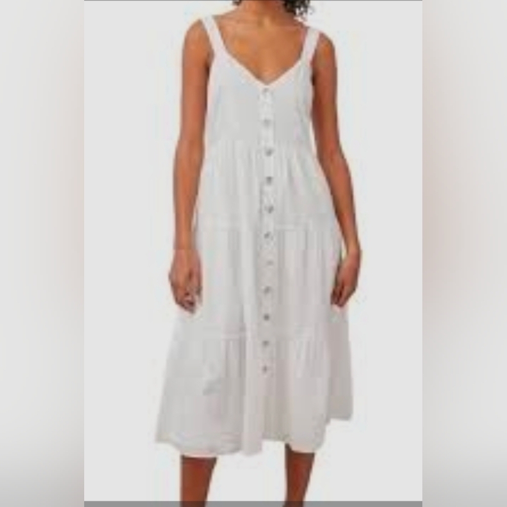 Rails Violet Tiered Cotton Voile Midi Dress In White, Nwot, XS